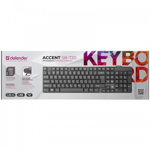 Клавиатура Defender Accent SB-720 RU,черный,компактная USB