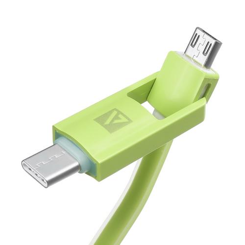 Кабель USB Type C ACD-Multi USB-C / MicroUSB ~ USB-A 2в1, TPE, 1м, зеленый (ACD-U914-CMG)