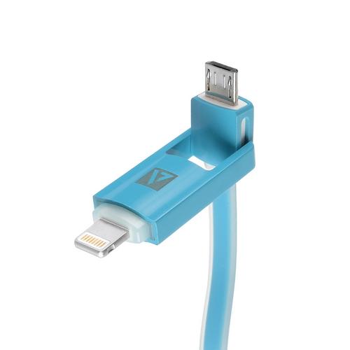 Кабель USB-Apple ACD-Multi Lightning / MicroUSB ~ USB-A 2в1, TPE, 1м, голубой (ACD-U914-PML)