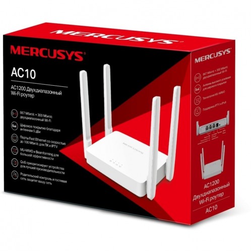 Маршрутизатор Mercusys AC10 AC1200 dual-Band Gb Wi-Fi router, 1 10/100 Mbits WAN + 2 10/100 Mbits LA