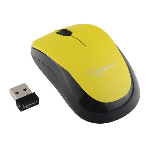 Мышь Gembird MUSW-360-LM, 2.4ГГц, лазерный лимон, 2 кнопки+колесо-кнопка, 1000 DPI