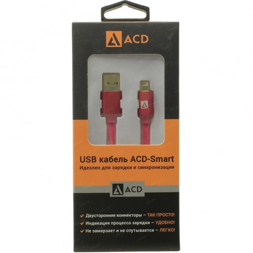 Кабель USB-Apple ACD-Smart USB 2.0(A)/Lightning, 1m, пурпурный (ACD-U915-P6M)
