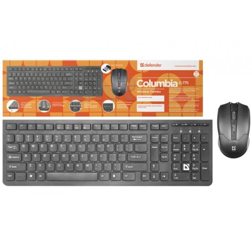 Комплект клавиатура Defender Columbia C-775 RU,черный,мультимедиа + мышь