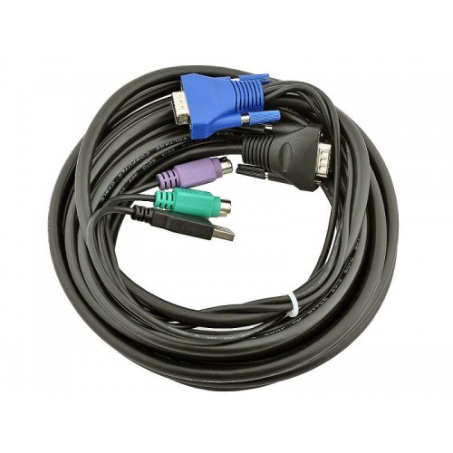 Кабель для KVM переключателей D-Link KVM-403 (PS/2+PS/2+USB+VGA15M, 5м)